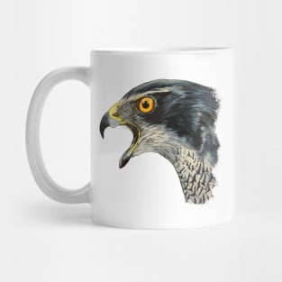 A Hawk with its beak open Mug
